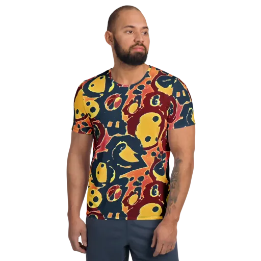 Sunset Silhouette on a Men's Athletic T-Shirt