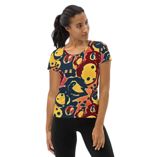 Sunset Silhouette on a Women's Athletic T-Shirt