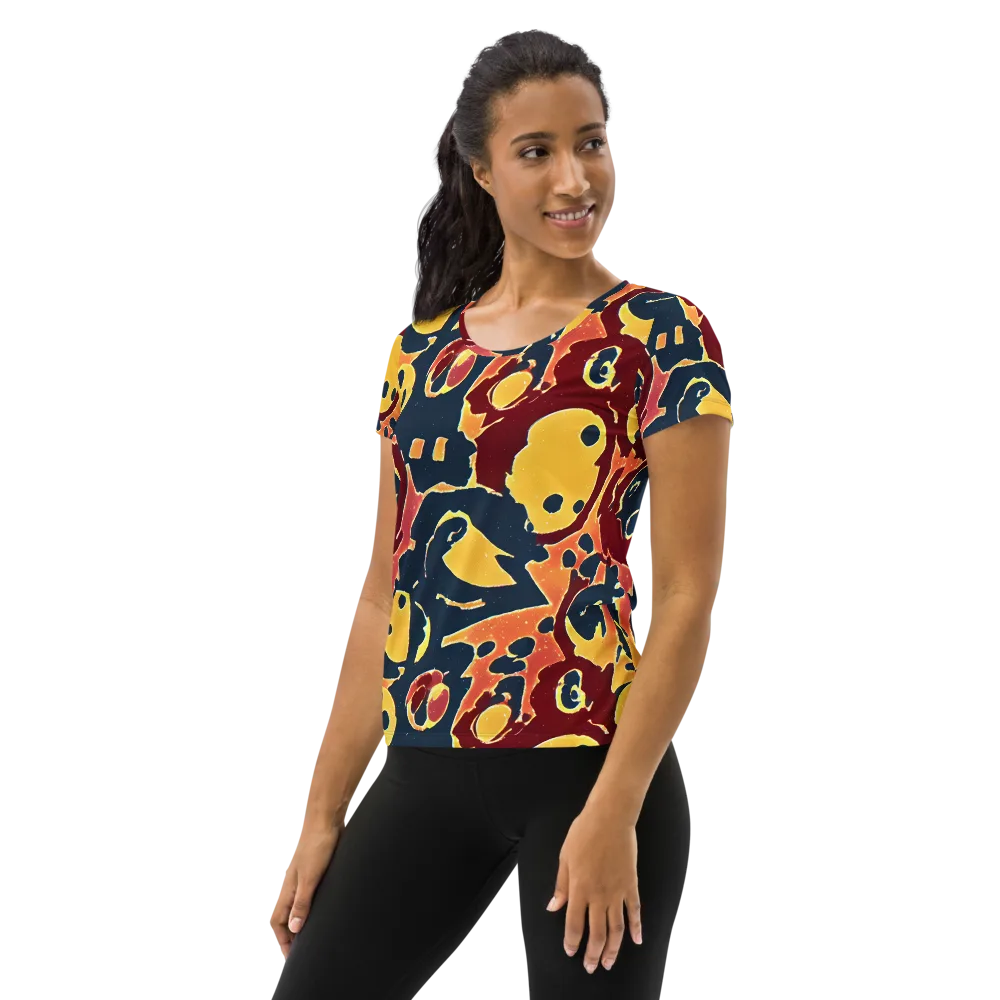 Sunset Silhouette on Women's Athletic T-Shirt — Left