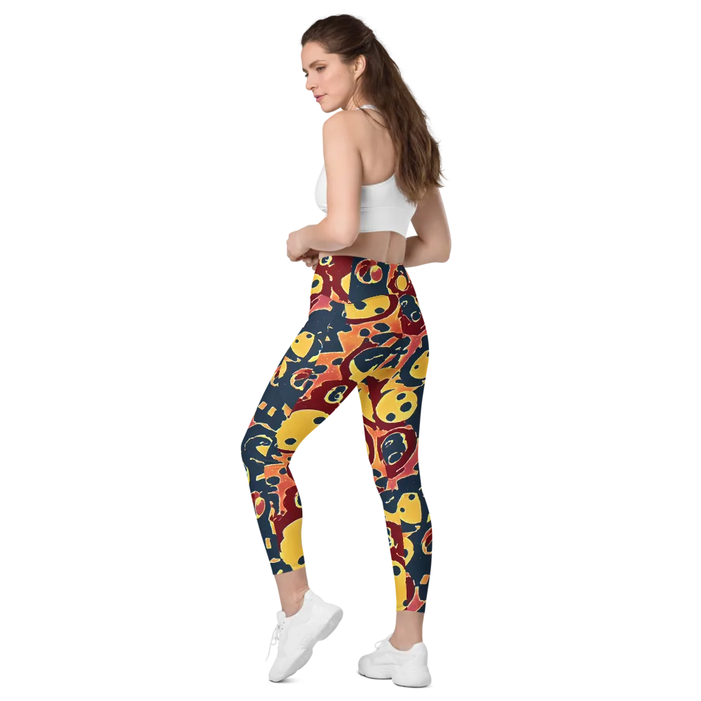 Sunset Silhouette on Leggings with Pockets — Left Back