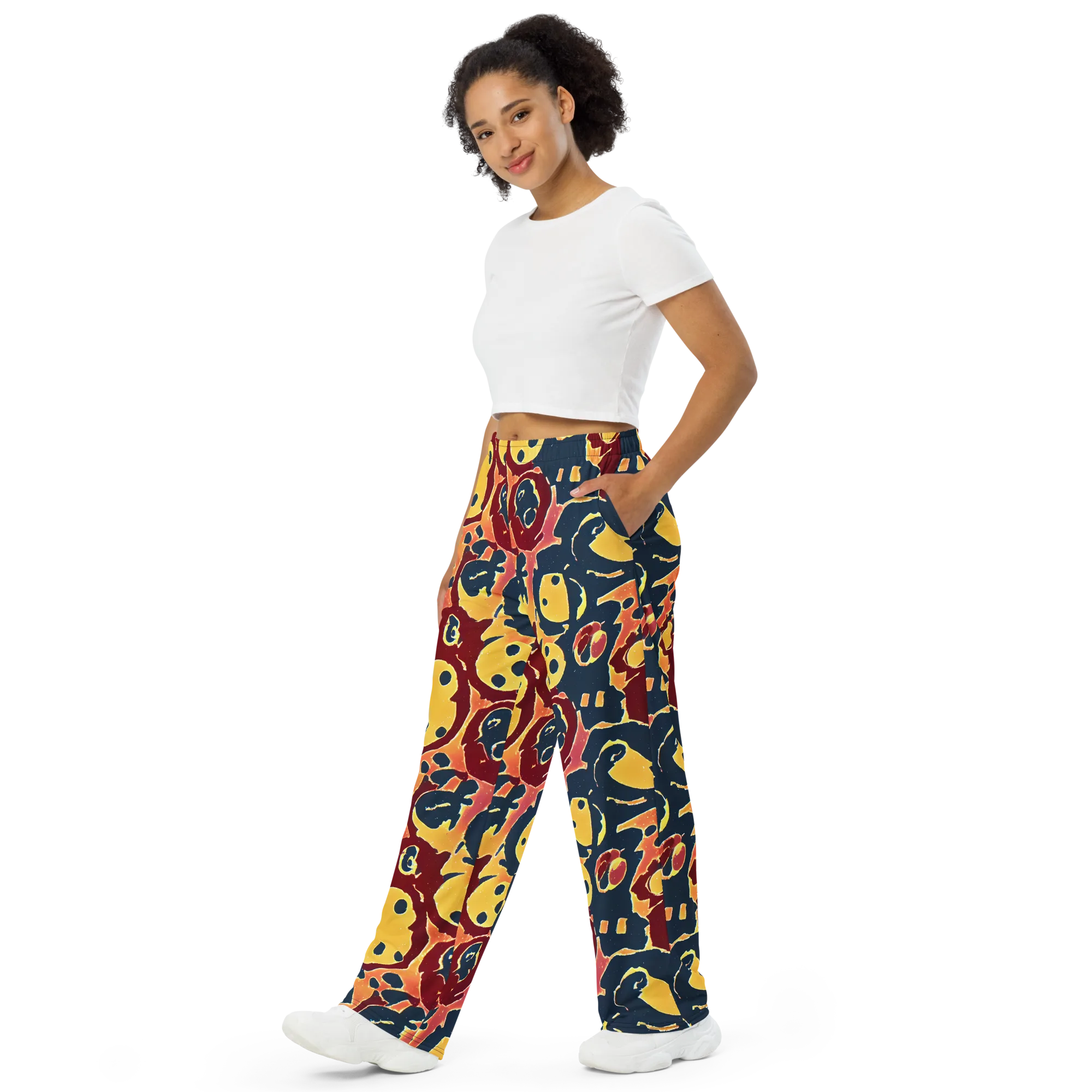 Sunset Silhouette on Wide-Leg Pants — Left Front