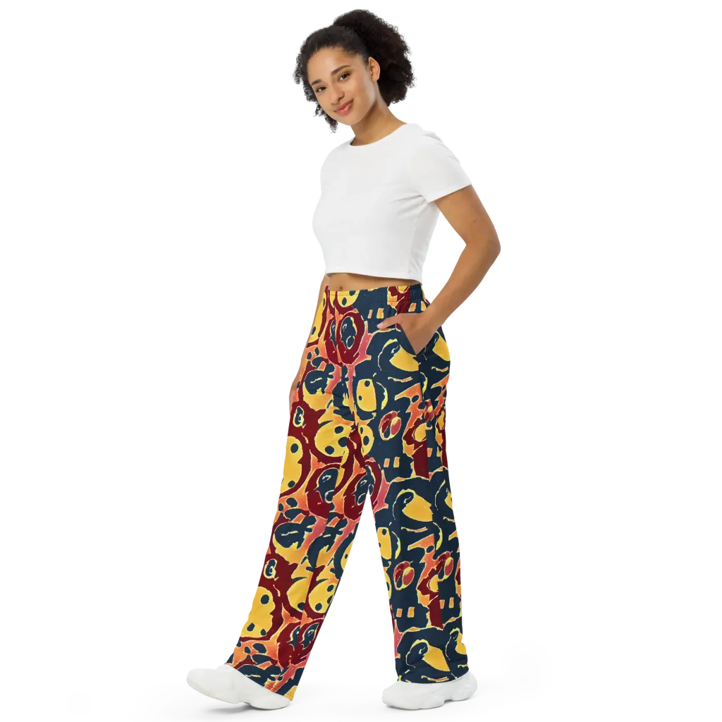 Sunset Silhouette on Wide-Leg Pants — Left Front