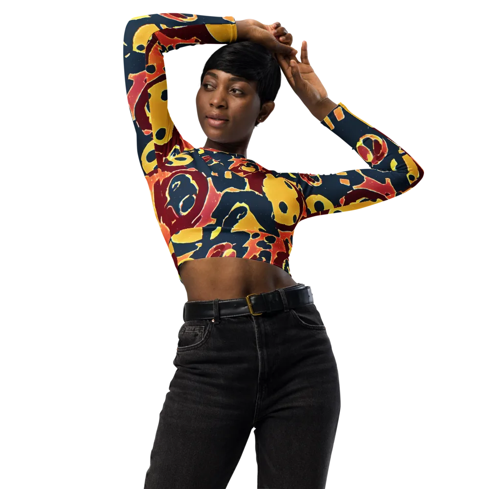 Sunset Silhouette on Long Sleeve Crop Top — Front