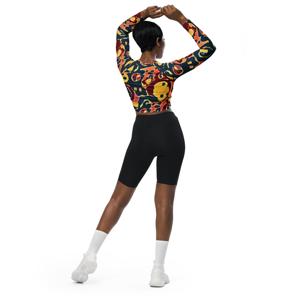 Sunset Silhouette on Long Sleeve Crop Top — Back
