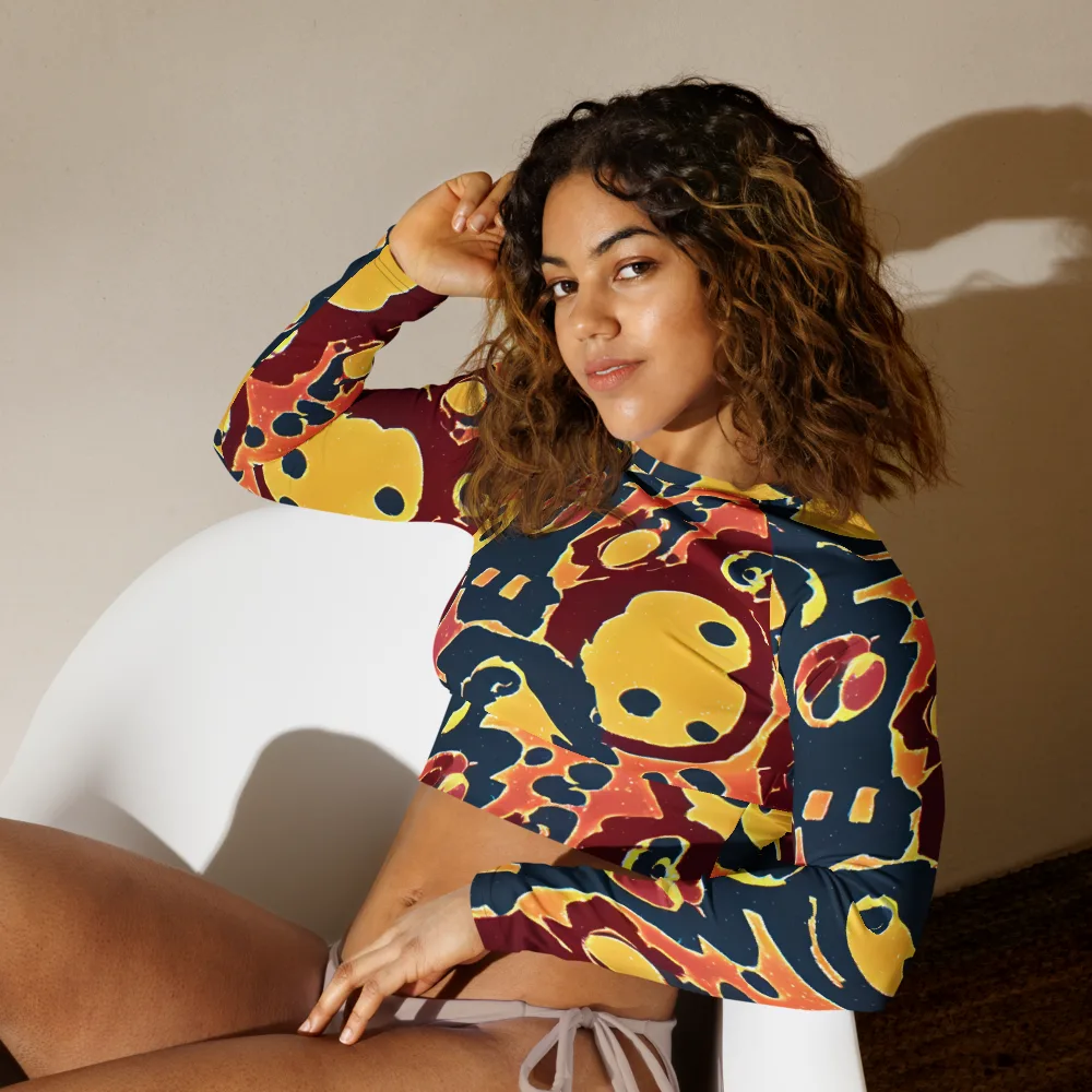 Sunset Silhouette on Long Sleeve Crop Top — Left Front