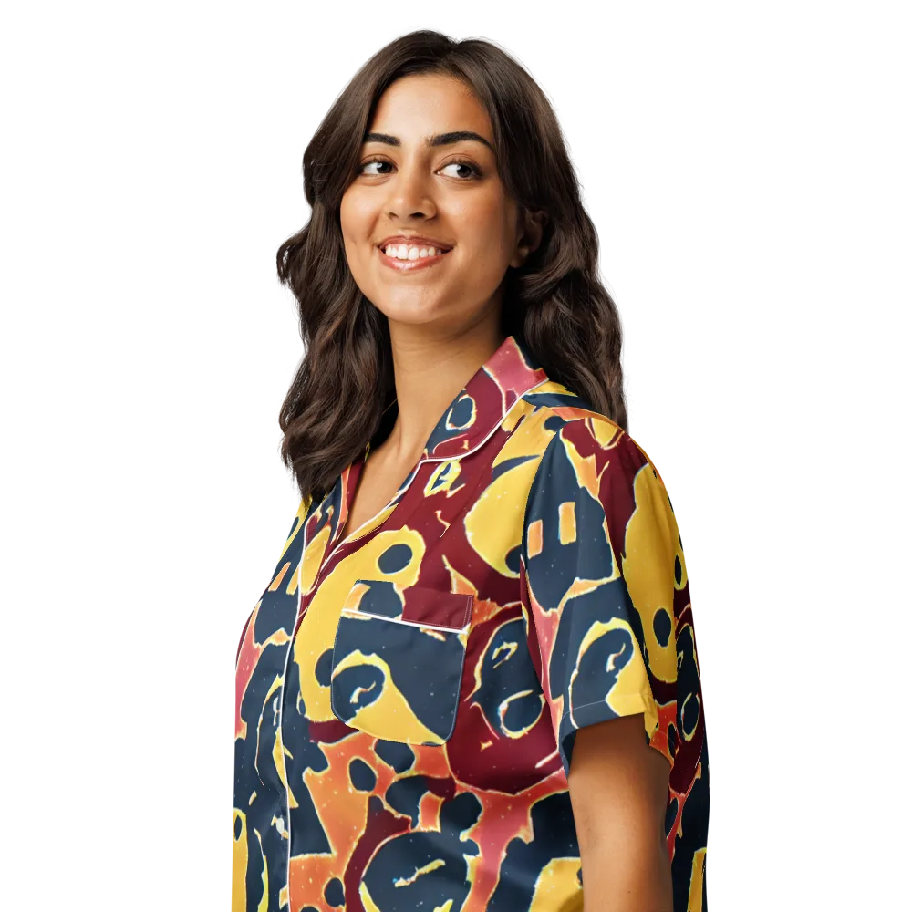 Sunset Silhouette on Women's Short Sleeve Pajama Top — Left Front