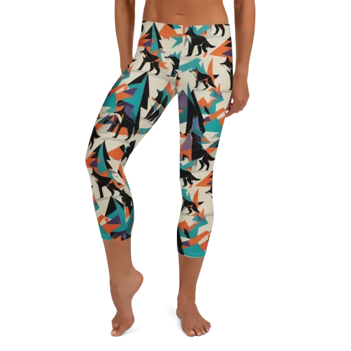 Neon Wolfscape on a Capri Leggings