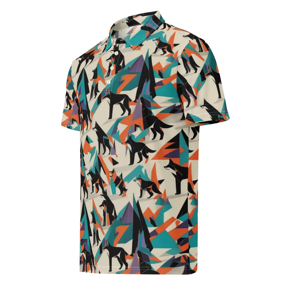 Neon Wolfscape on Men's Slim Fit Polo Shirt — Left Front