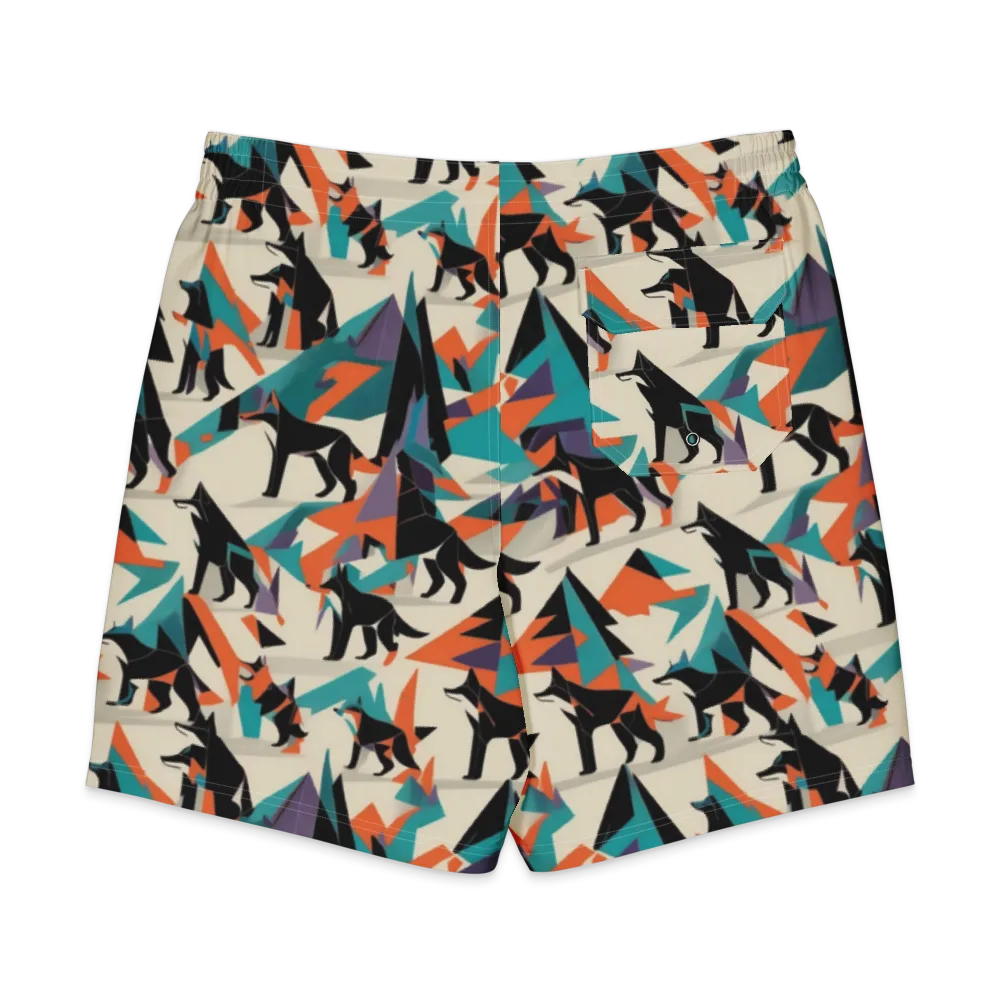 Neon Wolfscape on Men's Board Shorts — Back