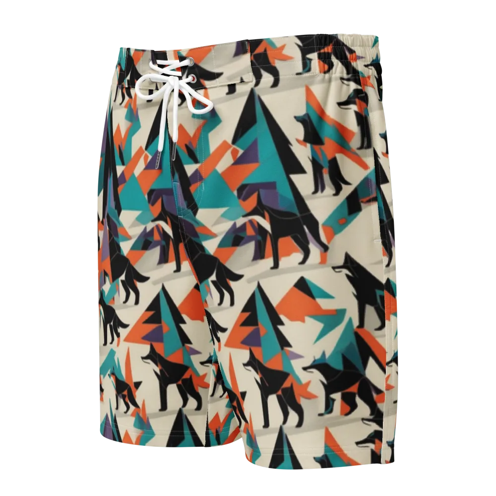 Neon Wolfscape on Men's Board Shorts — Front
