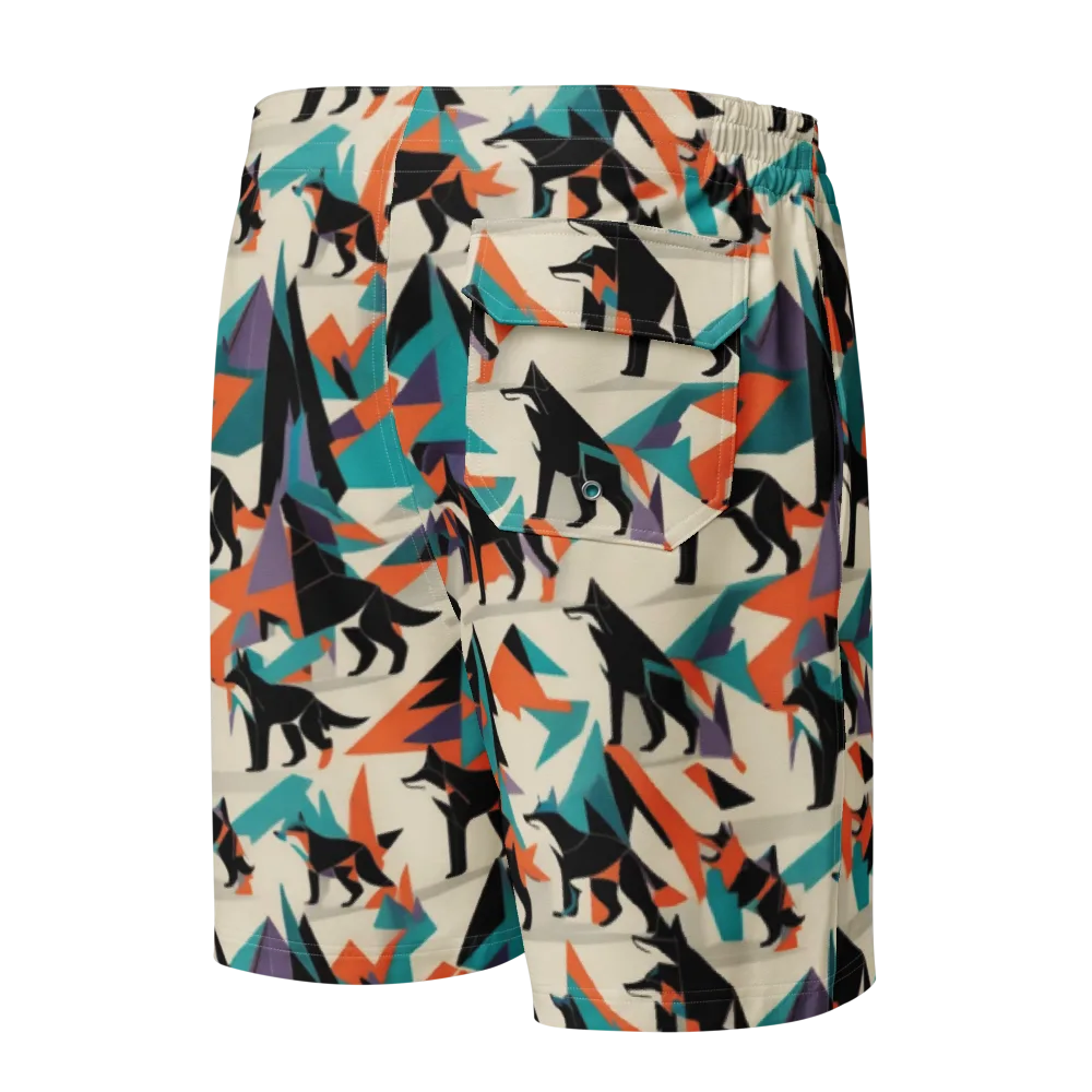 Neon Wolfscape on Men's Board Shorts — Back