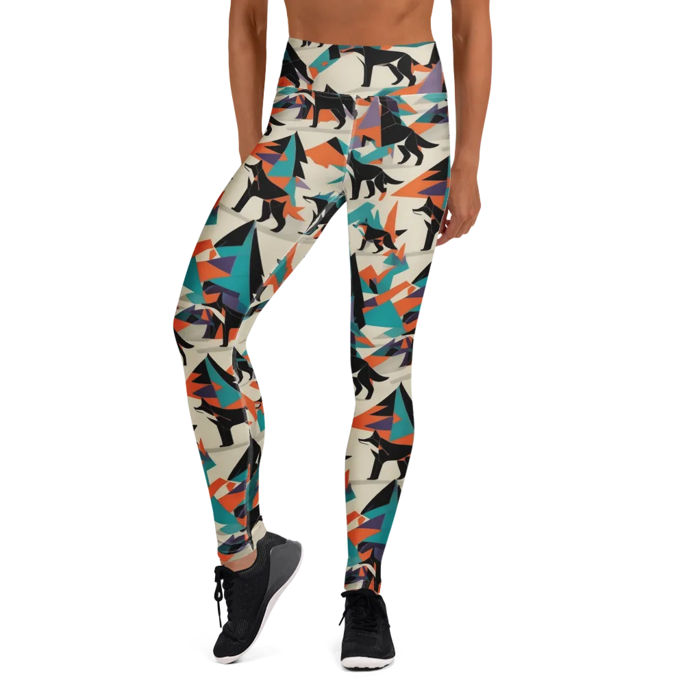 Neon Wolfscape on Yoga Leggings — Front