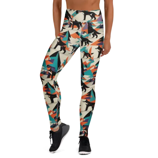 Neon Wolfscape on a Yoga Leggings