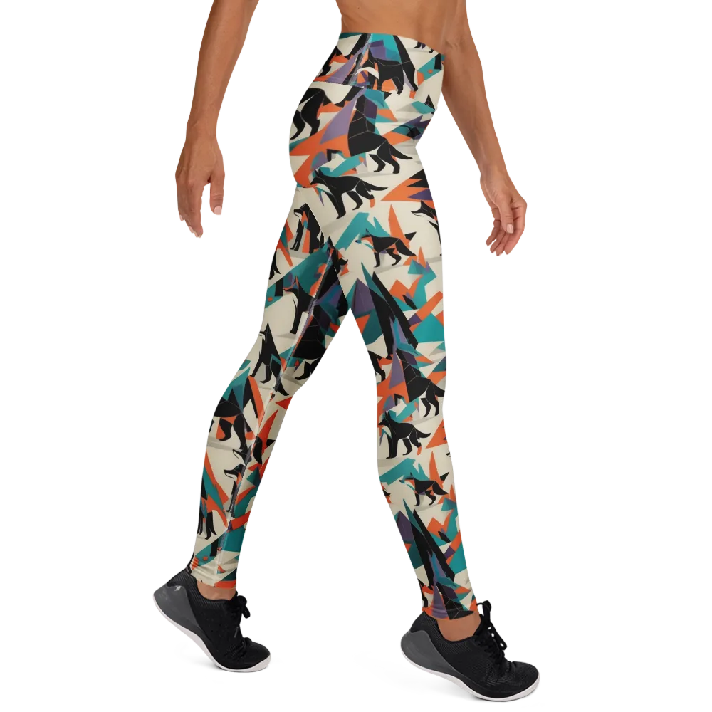 Neon Wolfscape on Yoga Leggings — Right