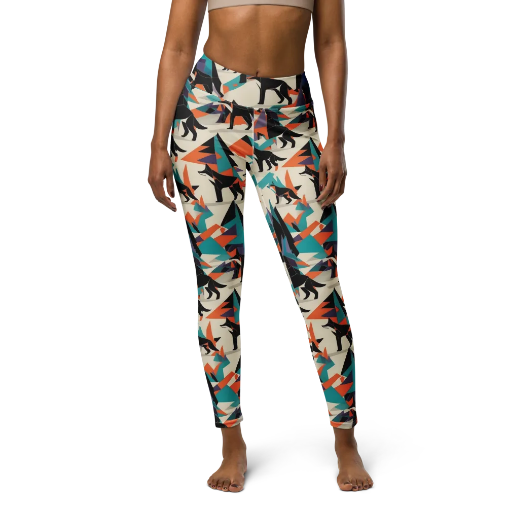 Neon Wolfscape on Yoga Leggings — Front