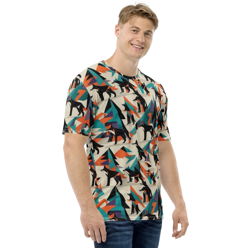 Neon Wolfscape on Men's Crew Neck T-Shirt — Right