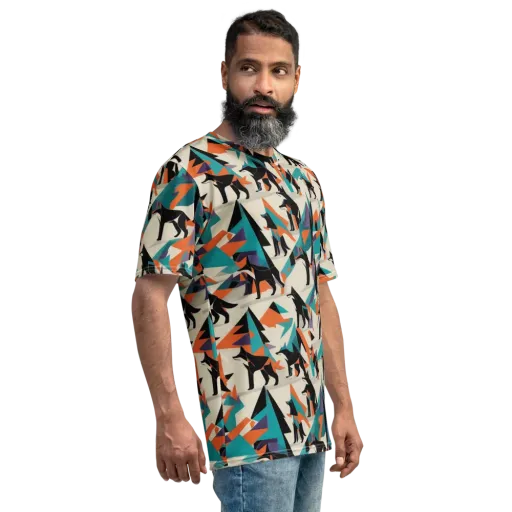 Neon Wolfscape on a Men's Crew Neck T-Shirt