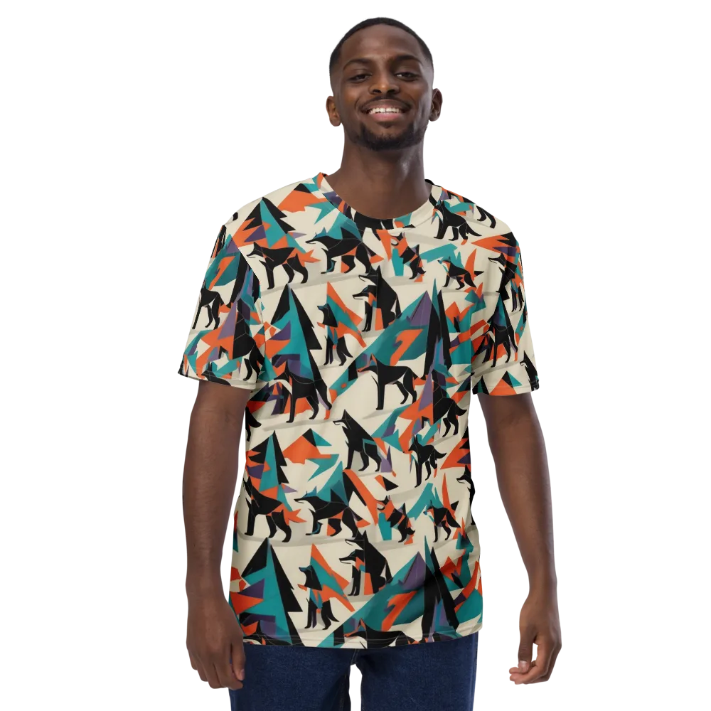 Neon Wolfscape on Men's Crew Neck T-Shirt — Front