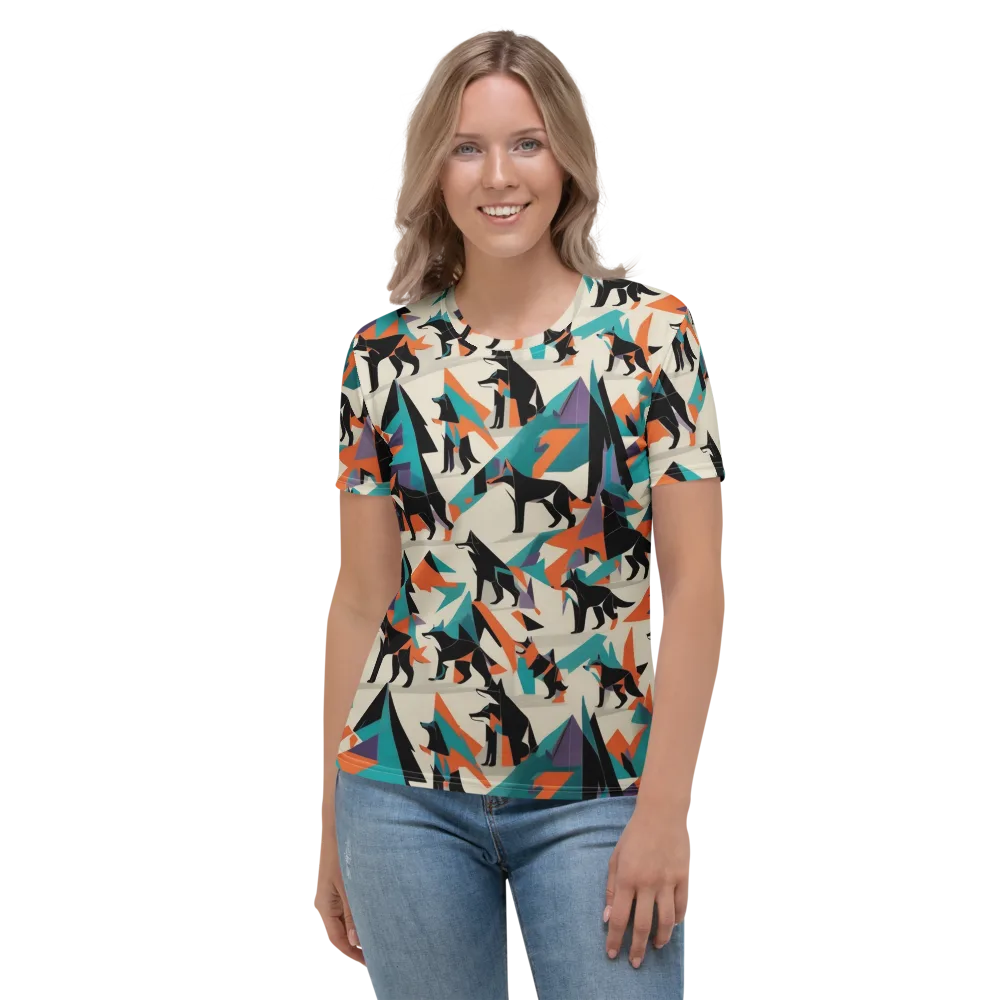 Neon Wolfscape on Women's Crew Neck T-Shirt — Front