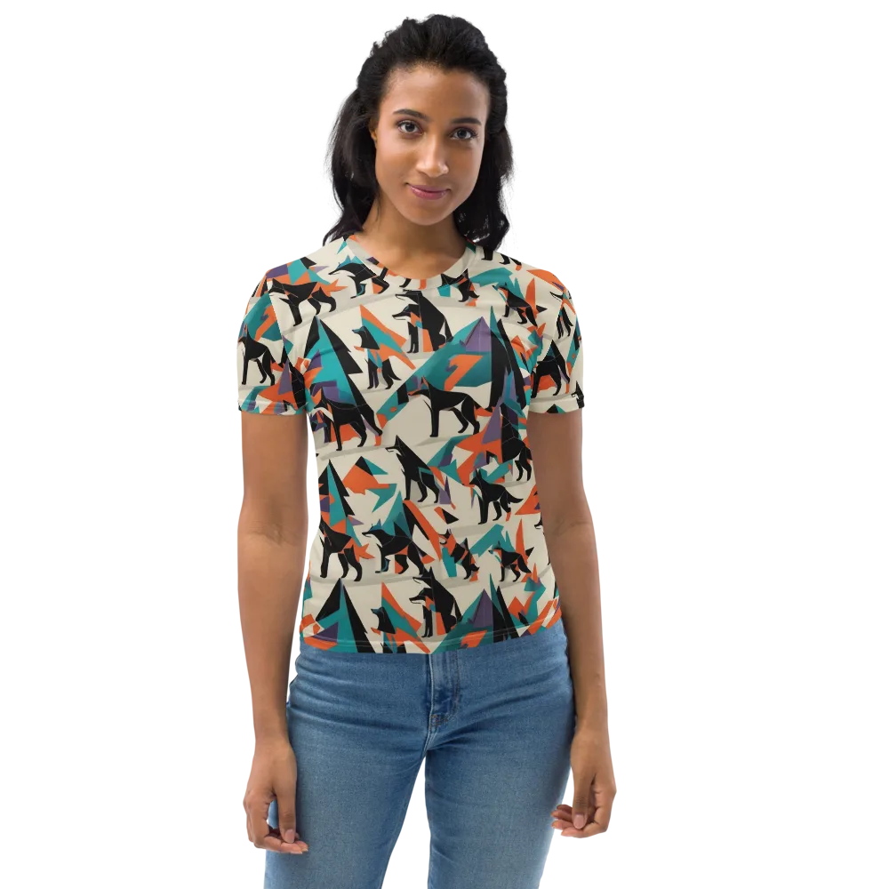 Neon Wolfscape on Women's Crew Neck T-Shirt — Front