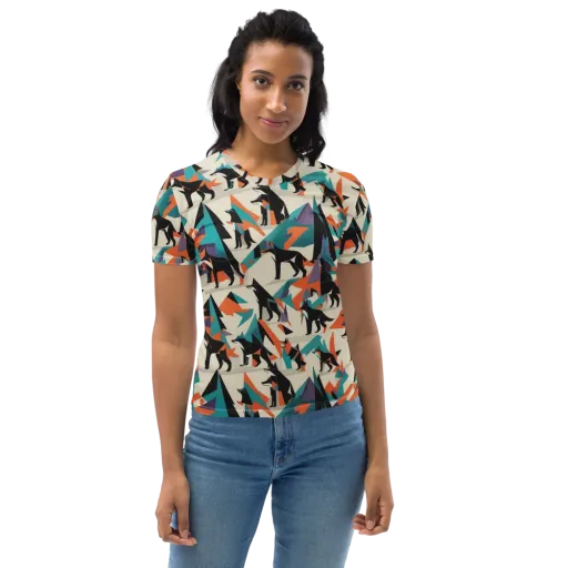 Neon Wolfscape on a Women's Crew Neck T-Shirt