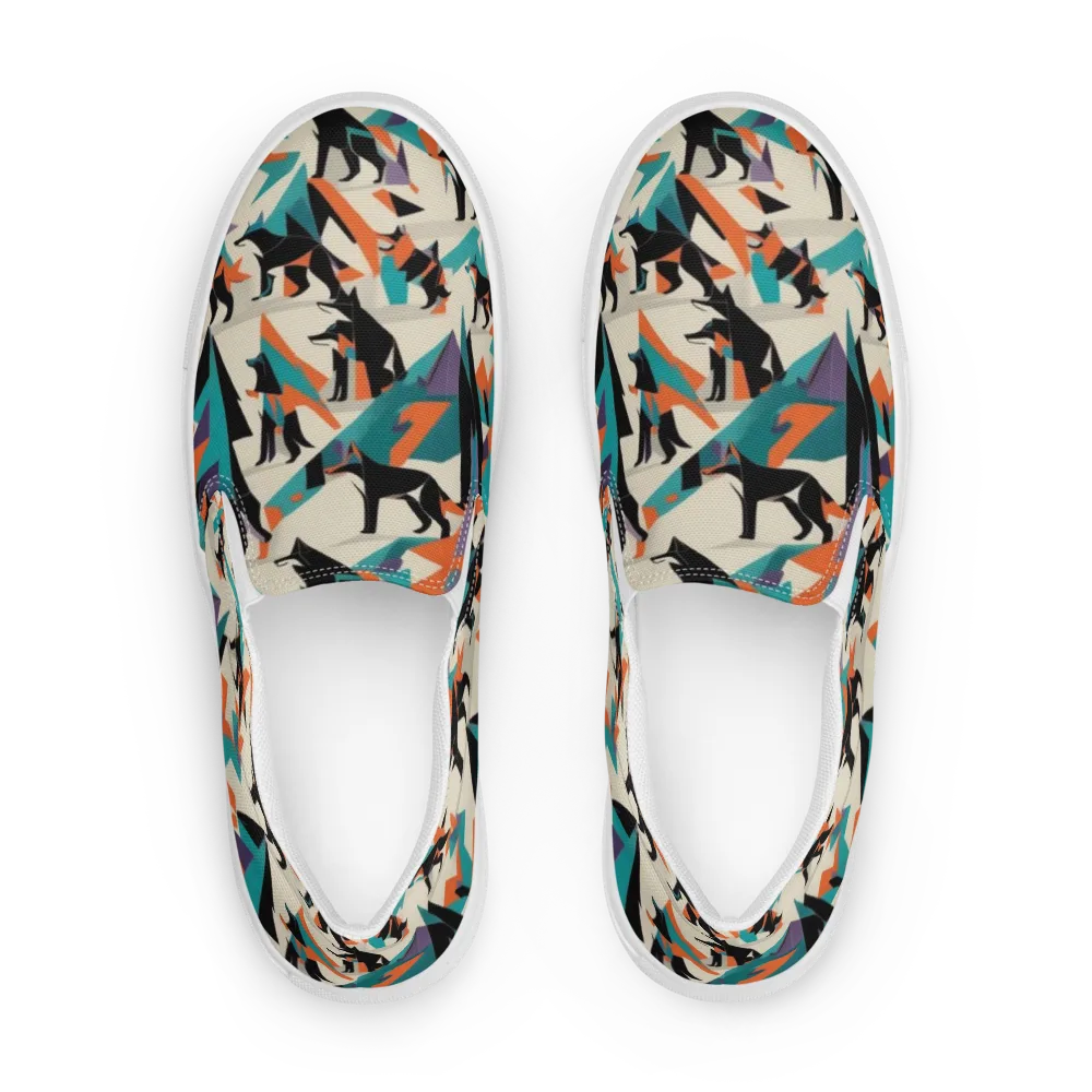 Neon Wolfscape on Men's Slip-On Canvas Shoes — Front