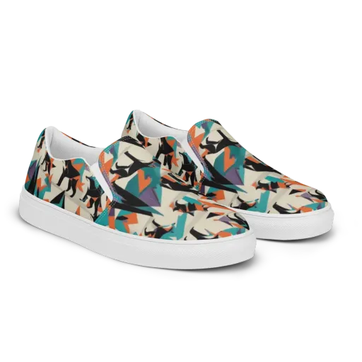 Neon Wolfscape on a Men's Slip-On Canvas Shoes