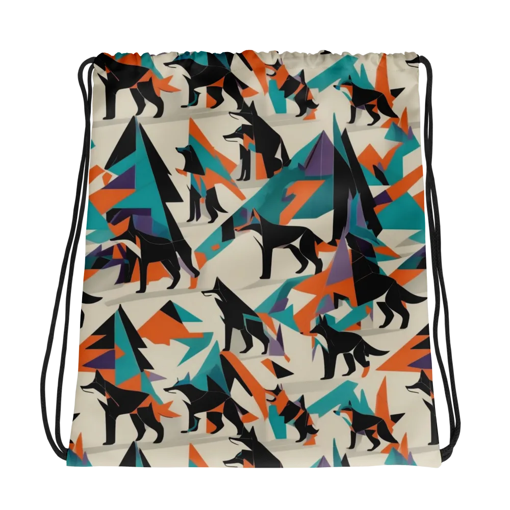 Neon Wolfscape on Drawstring Bag — Photo