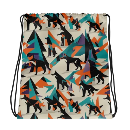 Neon Wolfscape on a Drawstring Bag