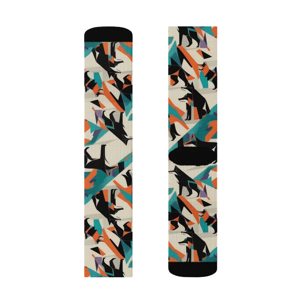 Neon Wolfscape on Socks — Right Sock