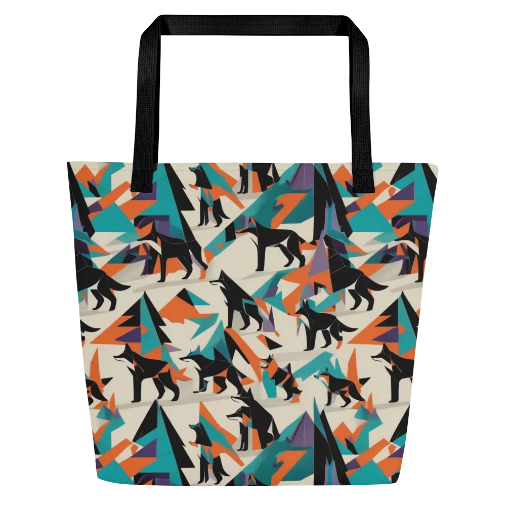 Neon Wolfscape on Large Tote Bag W/ Pocket — Front