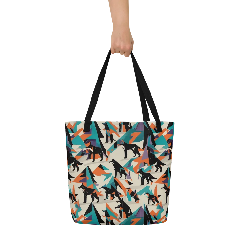 Neon Wolfscape on Large Tote Bag W/ Pocket — Front