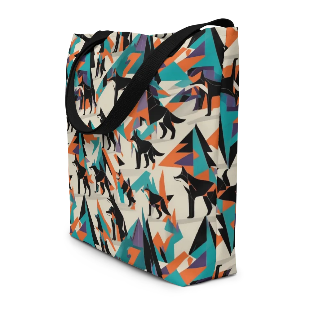 Neon Wolfscape on Large Tote Bag W/ Pocket — Front
