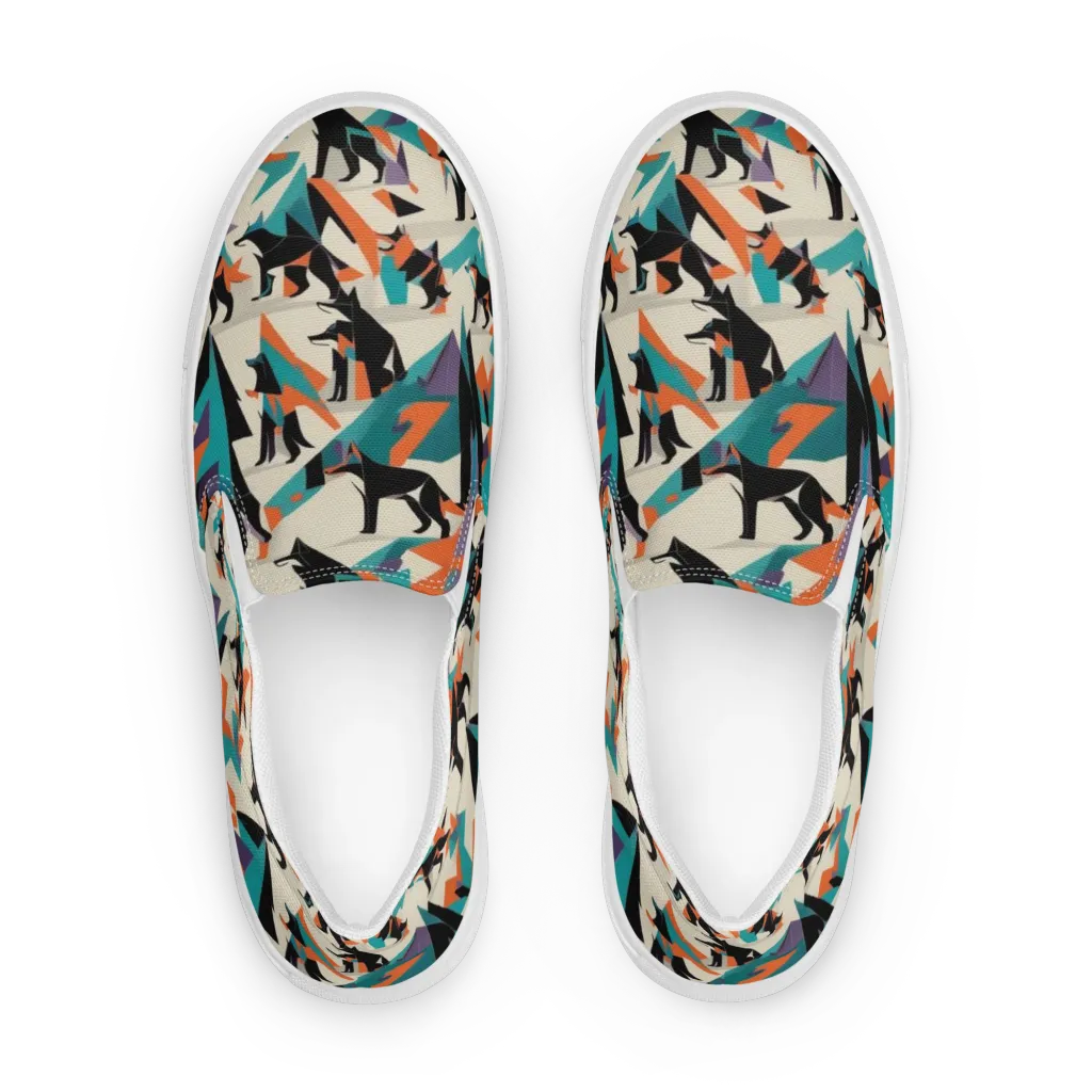 Neon Wolfscape on Women's Slip-On Canvas Shoes — Front