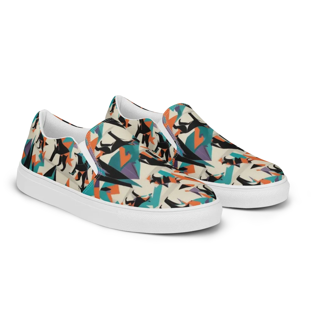 Neon Wolfscape on Women's Slip-On Canvas Shoes — Right Front