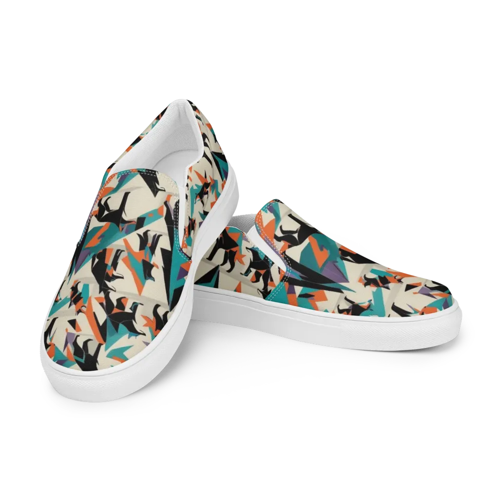 Neon Wolfscape on Women's Slip-On Canvas Shoes — Left Front