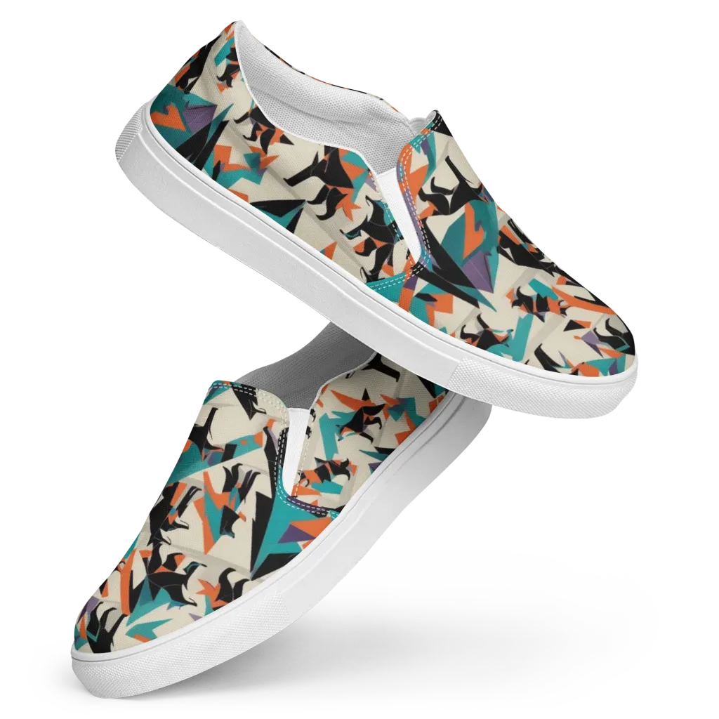 Neon Wolfscape on Women's Slip-On Canvas Shoes — Front
