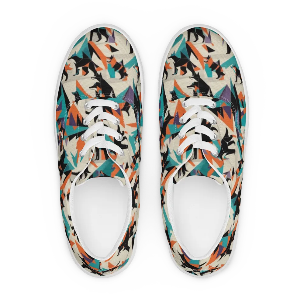 Neon Wolfscape on Men's Lace-Up Canvas Shoes — Front