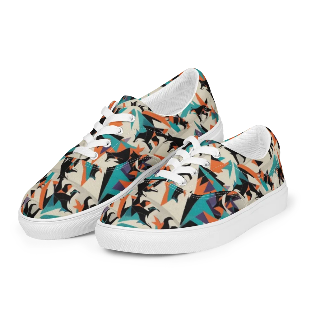Neon Wolfscape on Men's Lace-Up Canvas Shoes — Left Front