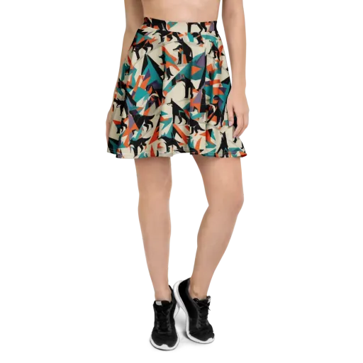 Neon Wolfscape on a Skater Skirt