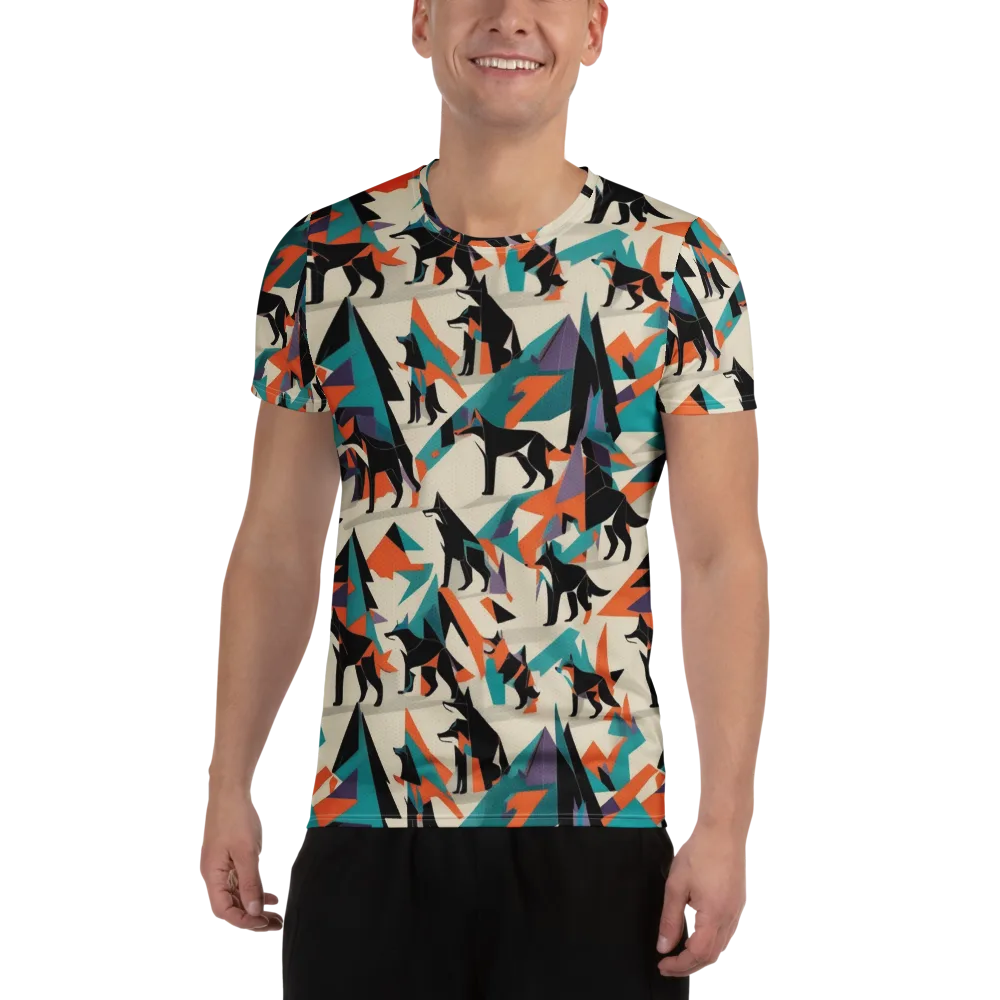 Neon Wolfscape on Men's Athletic T-Shirt — Front