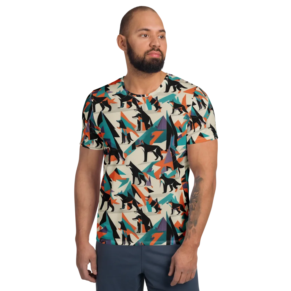 Neon Wolfscape on Men's Athletic T-Shirt — Front