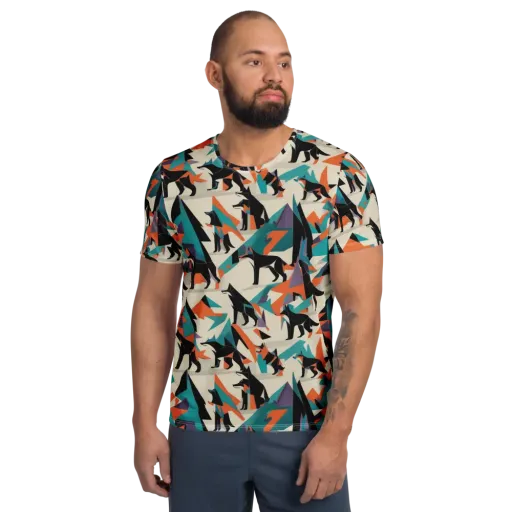 Neon Wolfscape on a Men's Athletic T-Shirt