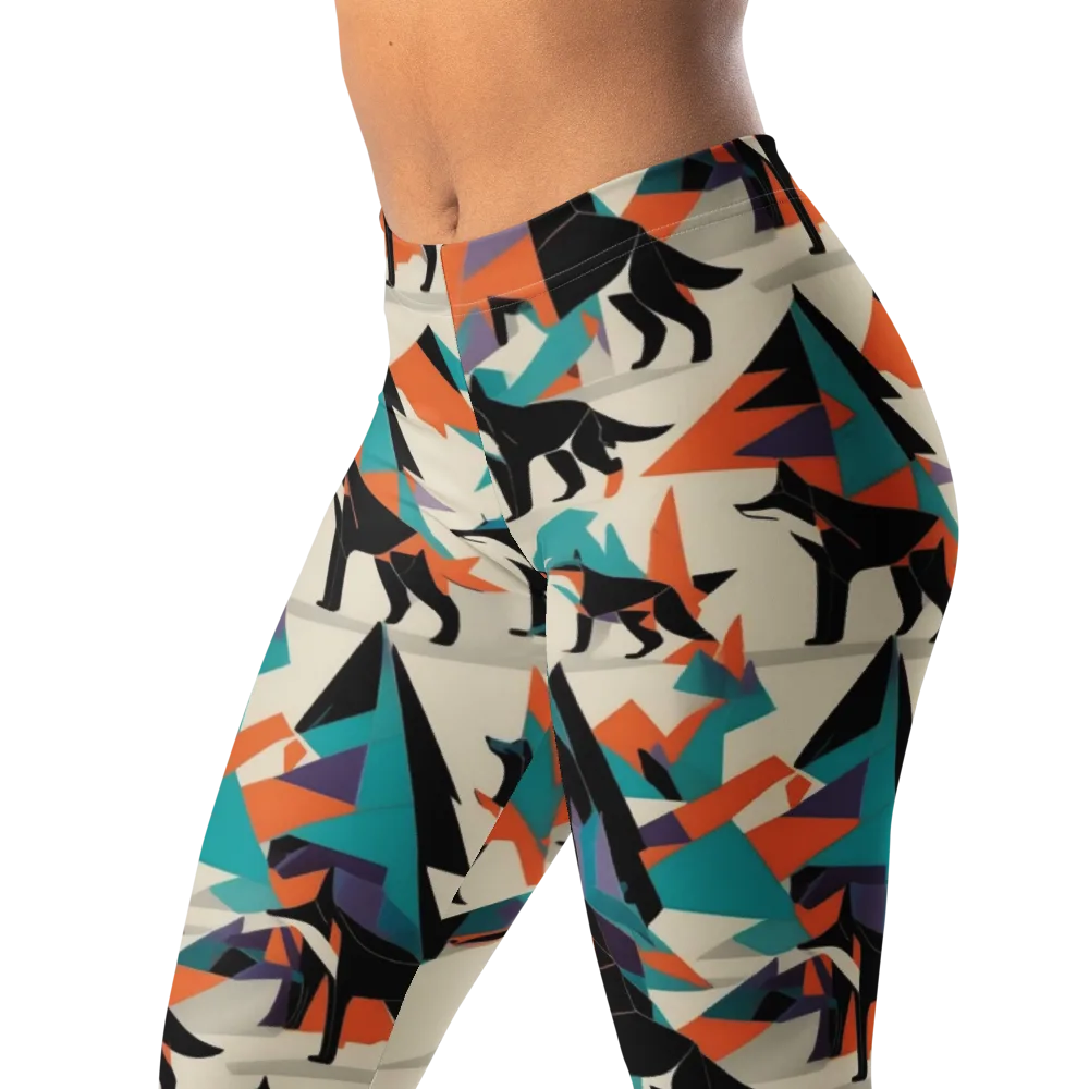 Neon Wolfscape on Leggings — Left Front