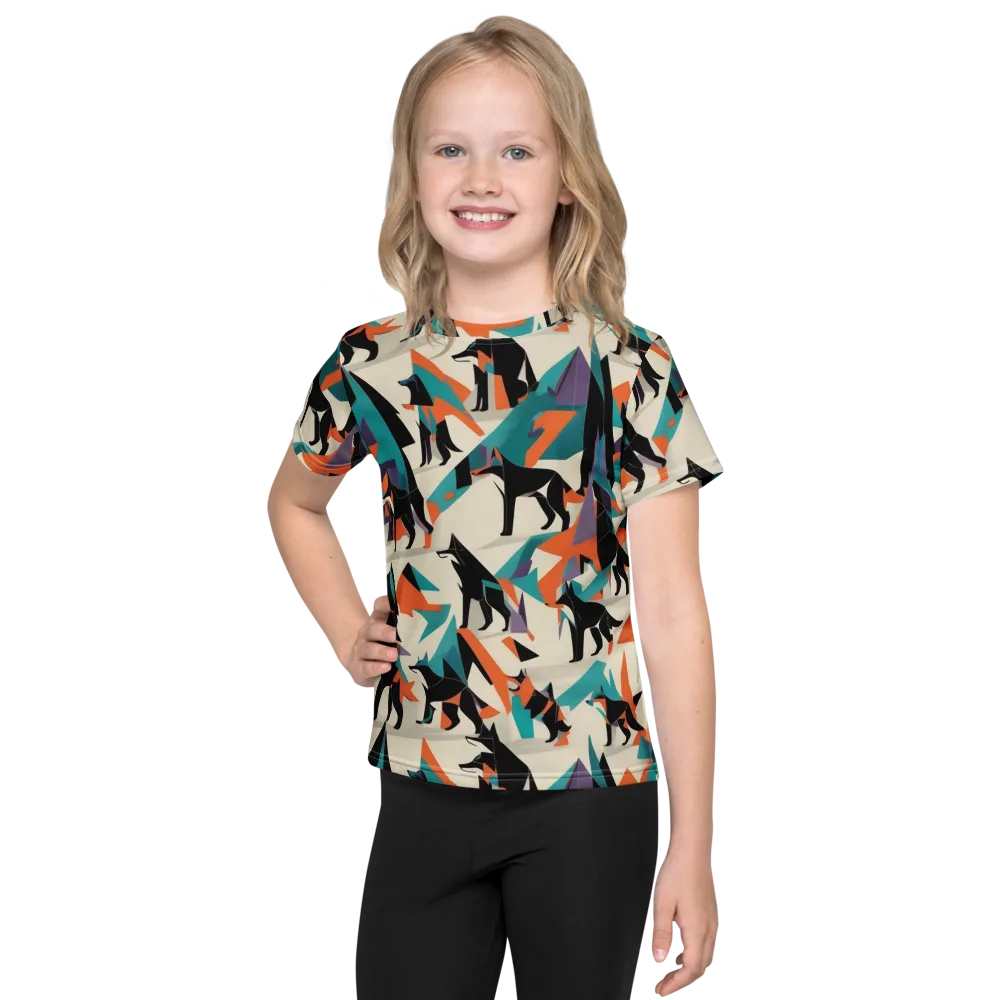 Neon Wolfscape on Kids Crew Neck T-Shirt — Front