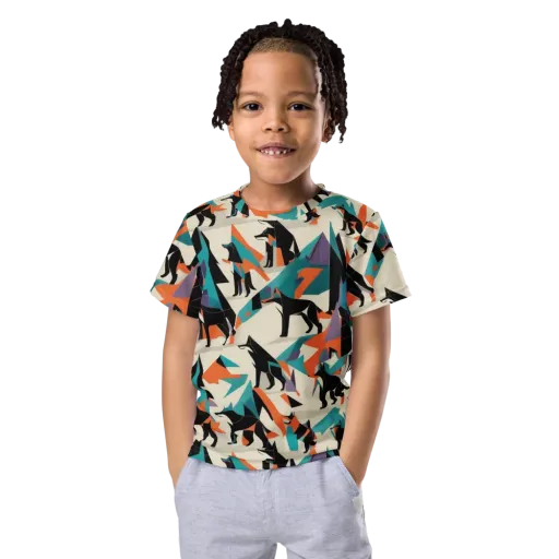 Neon Wolfscape on a Kids Crew Neck T-Shirt