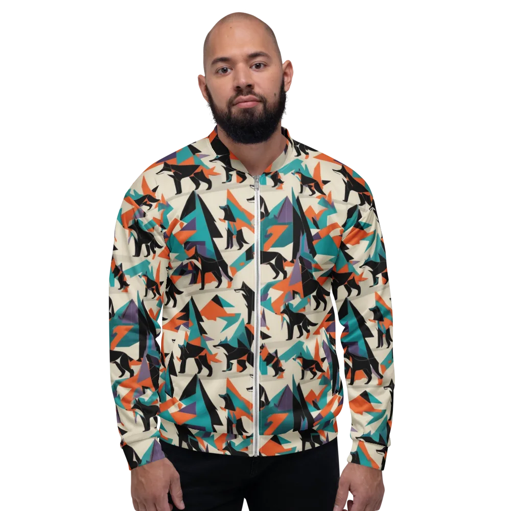 Neon Wolfscape on Bomber Jacket — Front