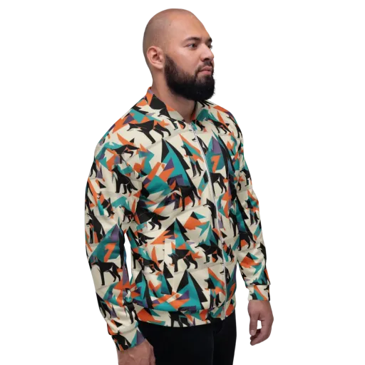 Neon Wolfscape on a Bomber Jacket
