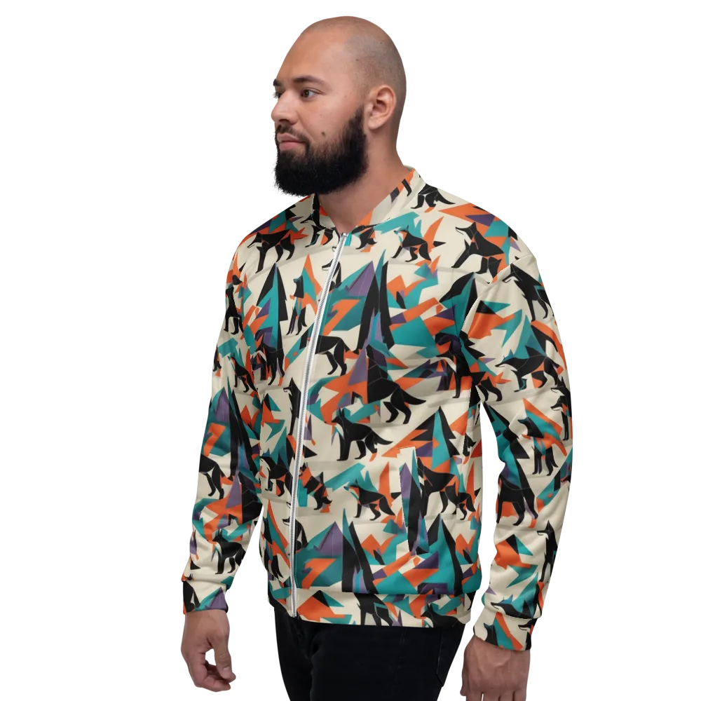 Neon Wolfscape on Bomber Jacket — Left