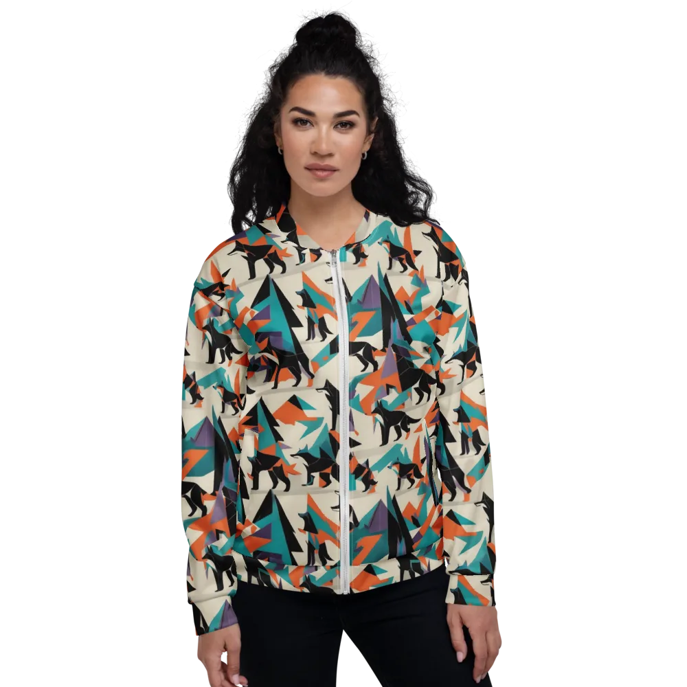 Neon Wolfscape on Bomber Jacket — Front